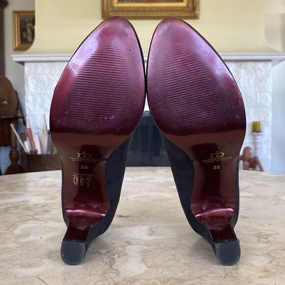 Roccobarocco Black Suede Leather Party Pumps 3” Heels - Picture 12 of 14